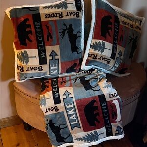 CARSTEN Rustic Lodge Throw Blanket and Pillow Set